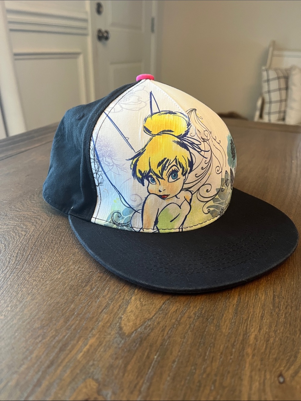 Disney Tinkerbell Hat with Pink Trim and Embroidered Detail